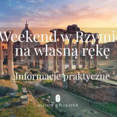 Rzymskie ruiny o zachodzie słońca. Idealna pogoda w Rzymie w listopadzie na zwiedzanie.