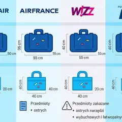 Porównanie wymiarów bagażu podręcznego Ryanair, Air France, Wizz Air i LOT. Sprawdź, jaka jest cena bagażu Ryanair i innych linii.