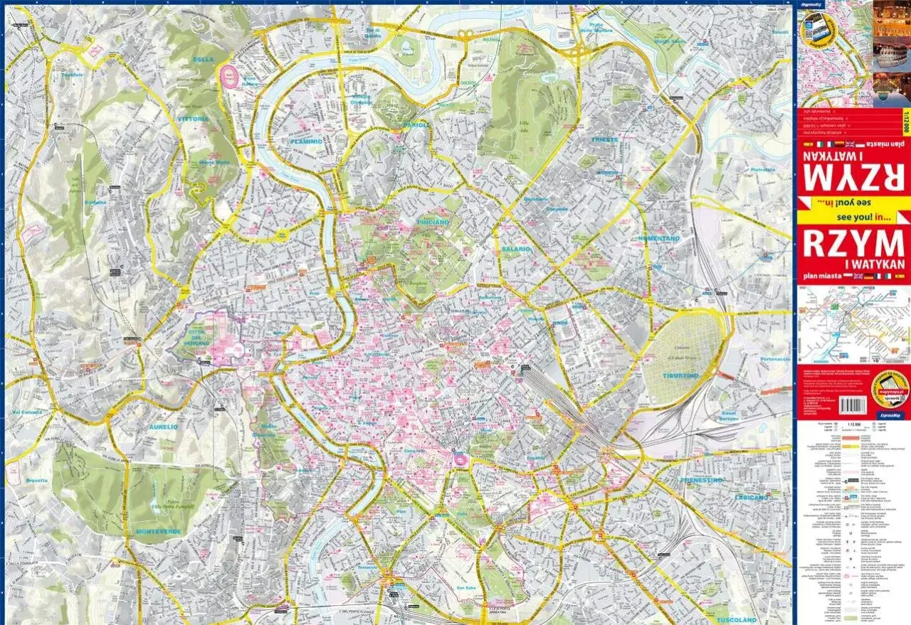 Mapa Rzymu i Watykanu. Czy Rzym to państwo? Tak, a Watykan to jego część.